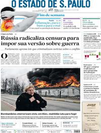 Capa do jornal Estadão 05/03/2022