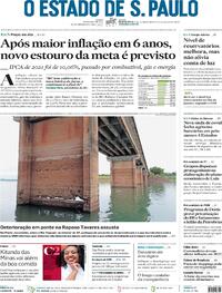 Capa do jornal Estadão 12/01/2022