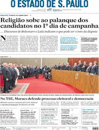 Capa do jornal Estadão 17/08/2022