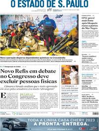 Capa do jornal Estadão 20/05/2022
