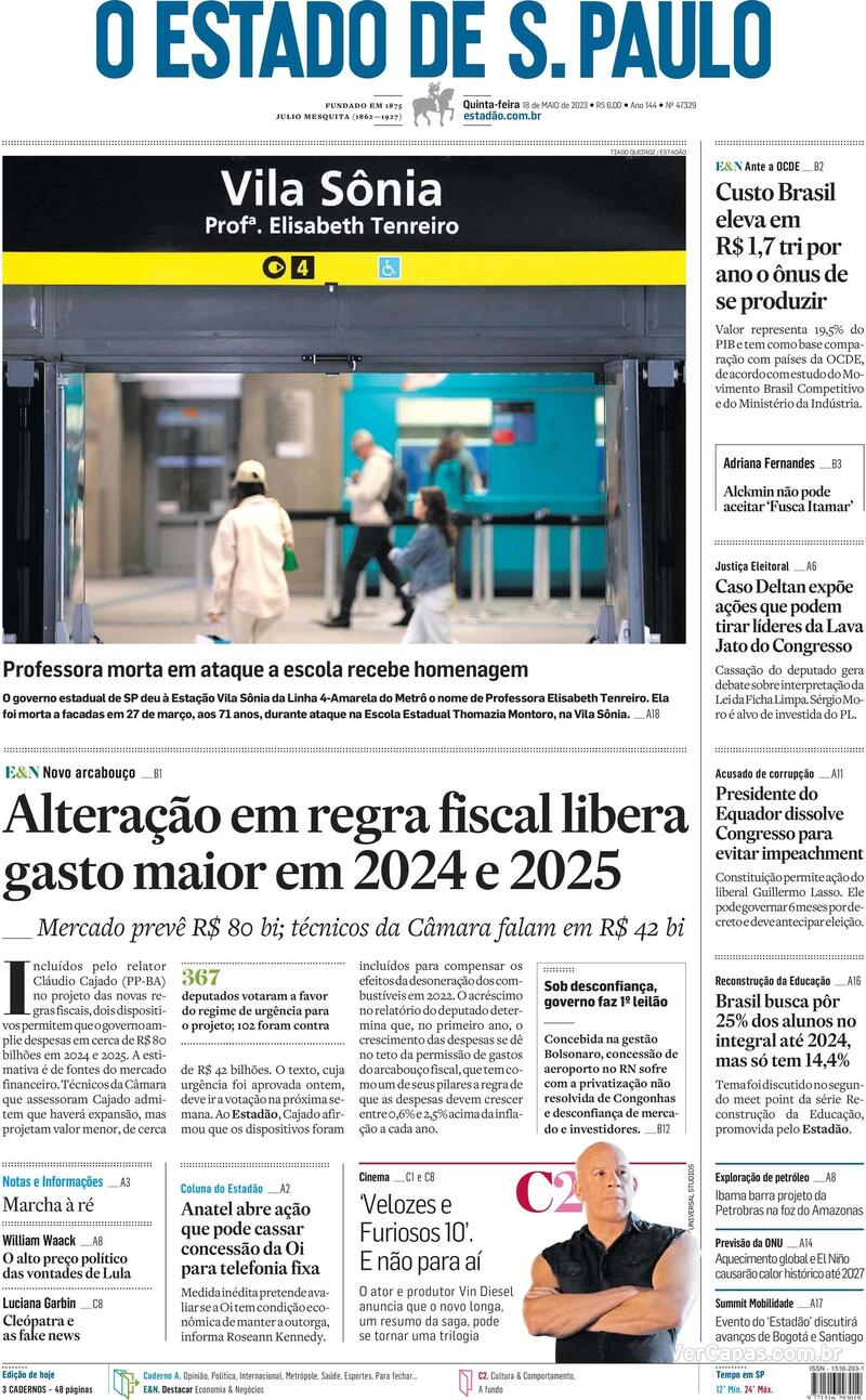 Capa Estadão Edição Quarta29 De Março De 2023 0365