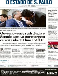 Capa do jornal Estadão 14/12/2023