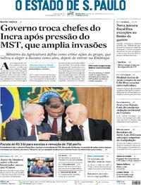 Capa do jornal Estadão 19/04/2023