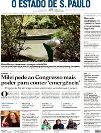 Capa do jornal Estadão 28/12/2023