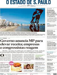 Capa do jornal Estadão 29/12/2023