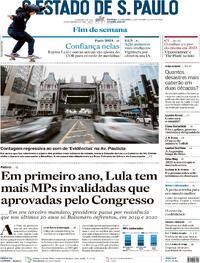 Capa do jornal Estadão 31/12/2023