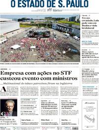 Capa do jornal Estadão 02/05/2024