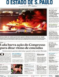 Capa do jornal Estadão 03/01/2024