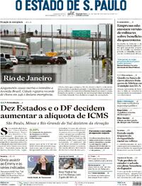 Capa do jornal Estadão 15/01/2024