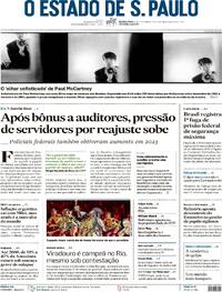 Capa do jornal Estadão 15/02/2024