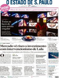 Capa do jornal Estadão 15/03/2024