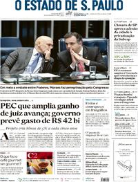 Capa do jornal Estadão 18/04/2024
