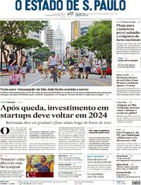Capa do jornal Estadão 22/01/2024
