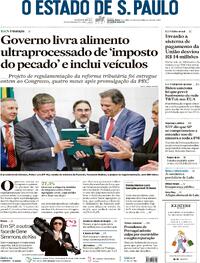 Capa do jornal Estadão 25/04/2024