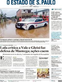 Capa do jornal Estadão 26/01/2024