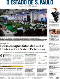 Capa do jornal Estadão 29/02/2024