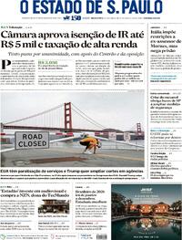 Capa do jornal Estadão 02/10/2025