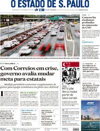 Capa do jornal Estadão 02/12/2025