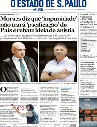 Capa do jornal Estadão 03/09/2025