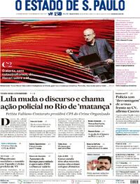 Capa do jornal Estadão 05/11/2025