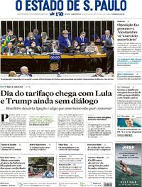 Capa do jornal Estadão 06/08/2025