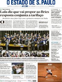 Capa do jornal Estadão 07/08/2025