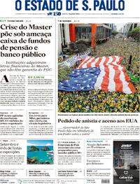 Capa do jornal Estadão 08/09/2025