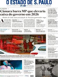 Capa do jornal Estadão 09/10/2025