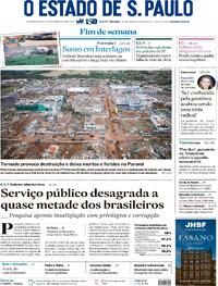 Capa do jornal Estadão 09/11/2025