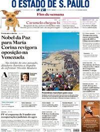 Capa do jornal Estadão 11/10/2025