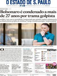 Capa do jornal Estadão 12/09/2025