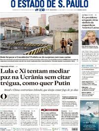 Capa do jornal Estadão 14/05/2025