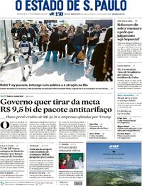Capa do jornal Estadão 14/08/2025