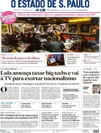 Capa do jornal Estadão 18/07/2025