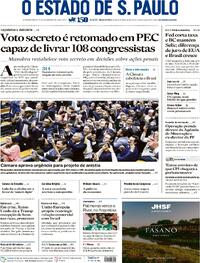 Capa do jornal Estadão 18/09/2025