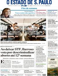 Capa do jornal Estadão 18/10/2025
