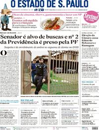 Capa do jornal Estadão 19/12/2025
