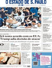 Capa do jornal Estadão 20/06/2025