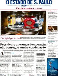 Capa do jornal Estadão 20/07/2025