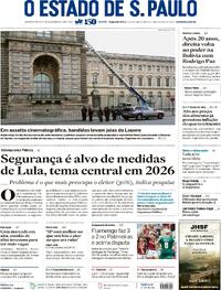 Capa do jornal Estadão 20/10/2025
