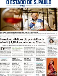 Capa do jornal Estadão 20/11/2025