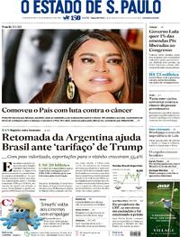 Capa do jornal Estadão 21/07/2025