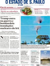 Capa do jornal Estadão 22/06/2025
