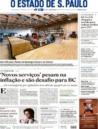 Capa do jornal Estadão 28/07/2025