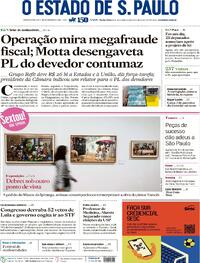 Capa do jornal Estadão 28/11/2025