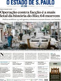 Capa do jornal Estadão 29/10/2025