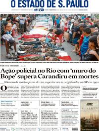 Capa do jornal Estadão 30/10/2025