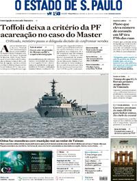 Capa do jornal Estadão 30/12/2025