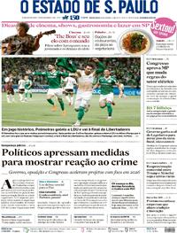 Capa do jornal Estadão 31/10/2025