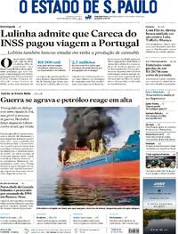 Capa do jornal Estadão 02/03/2026